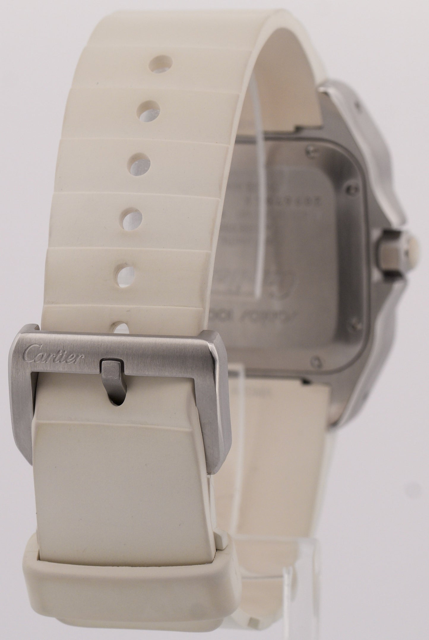 Cartier Santos 100 33mm IVORY Stainless Steel WHITE Rubber 2878 W20122U2 BOX