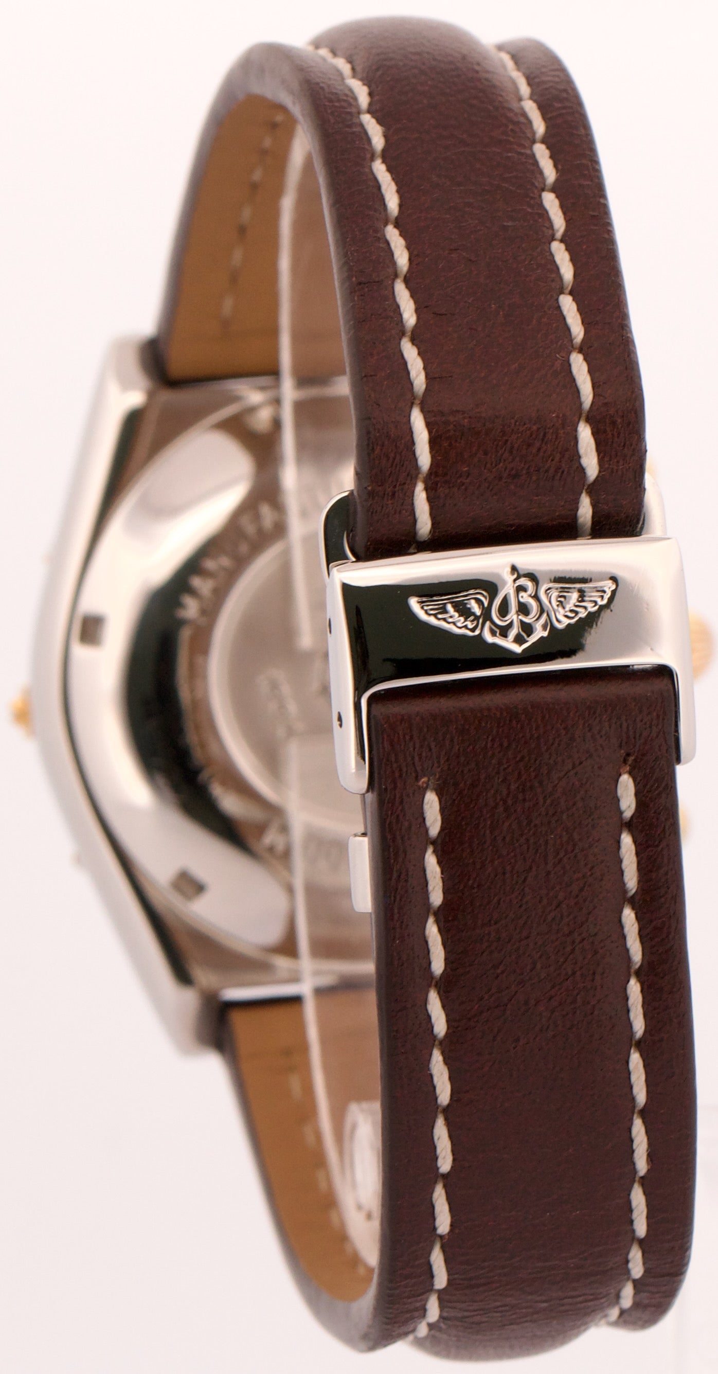 Breitling Chronomat BURGUNDY Red Two-Tone Gold Steel Leather 39mm B130501 Watch