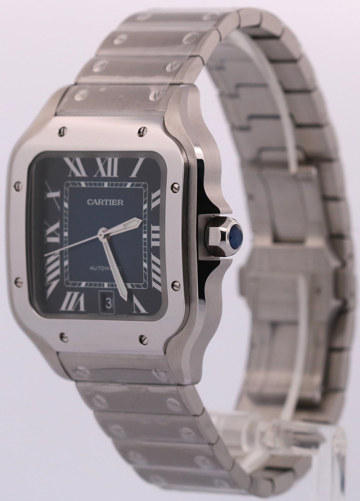 Unworn 2021 Cartier Santos 4072 WSSA0030 39.8mm Blue Roman Steel Box Papers