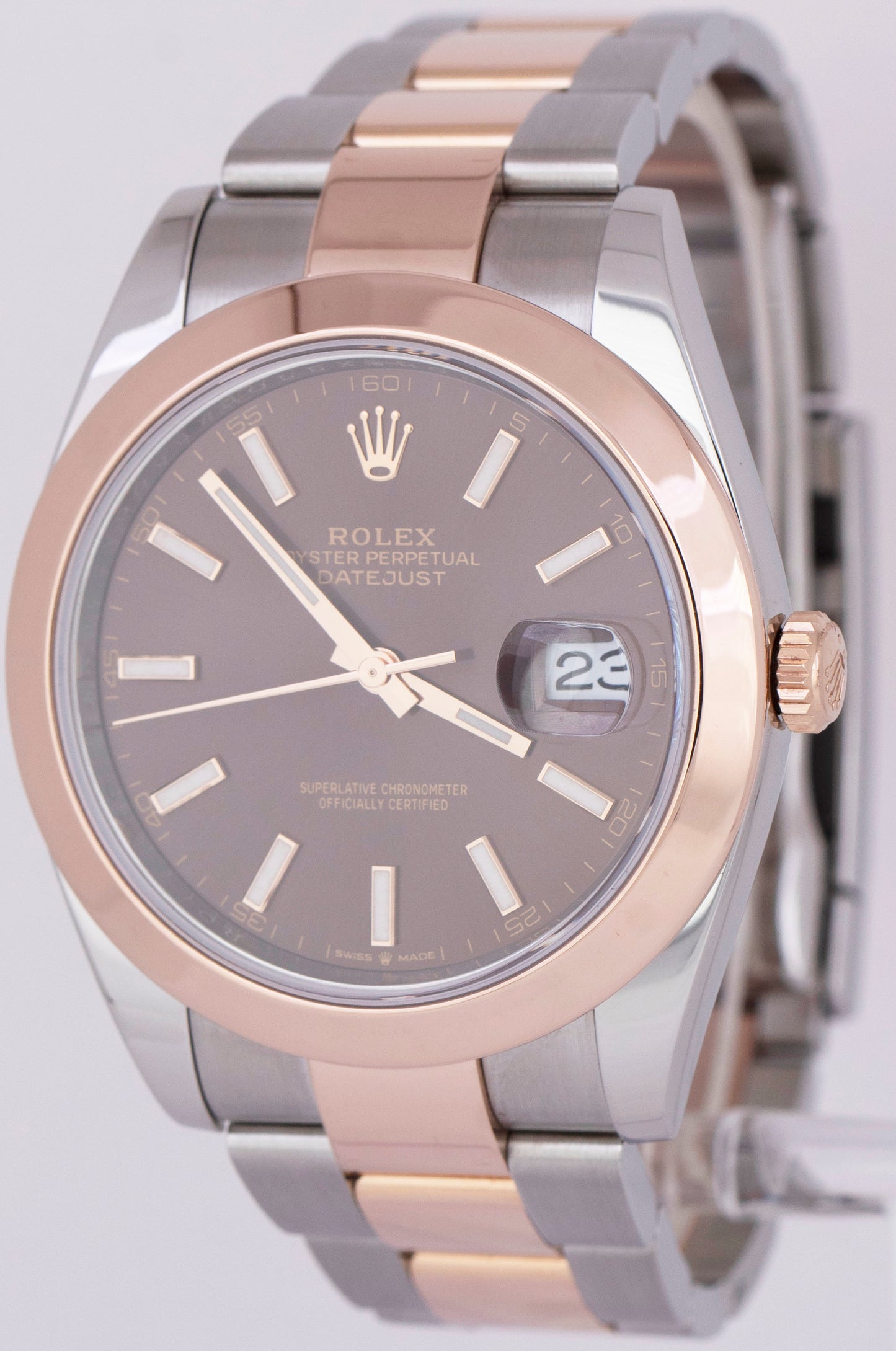 2022 NEW PAPERS Rolex DateJust 41mm CHOCOLATE 18K Everose 126301 Watch B+P