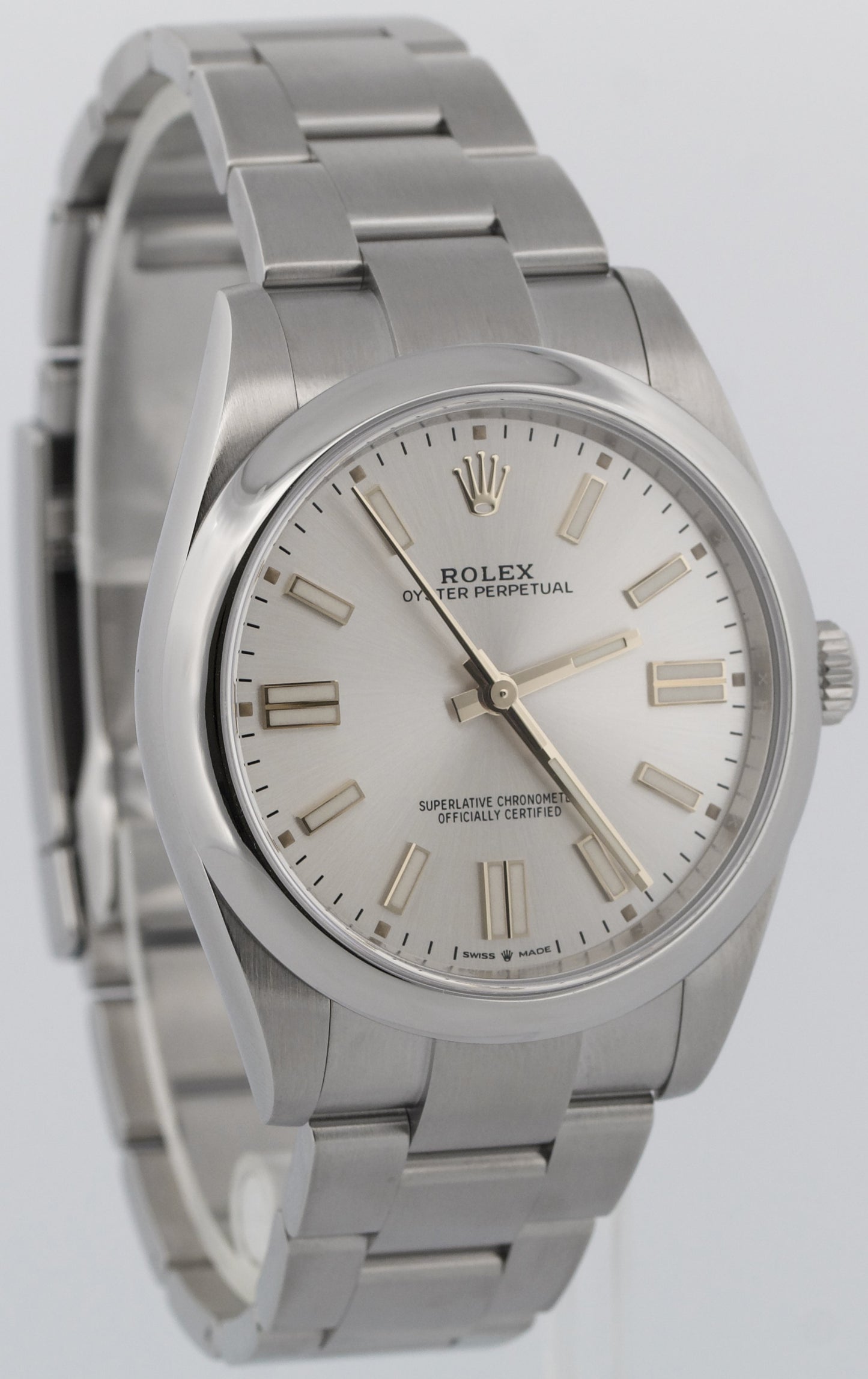 PAPERS Rolex Oyster Perpetual 41 SILVER Stainless Steel Oyster 41mm 124300 BOX