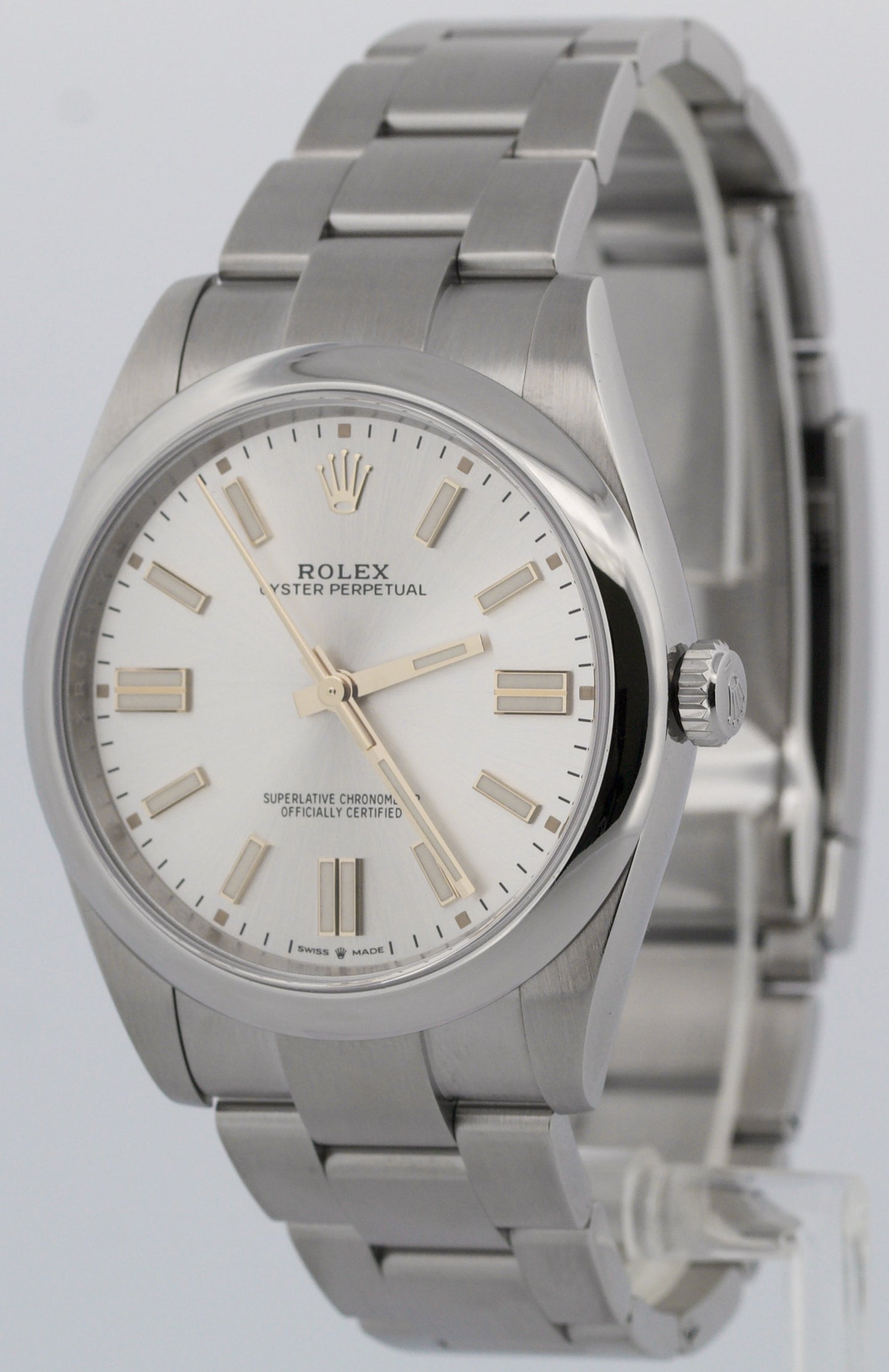 PAPERS Rolex Oyster Perpetual 41 SILVER Stainless Steel Oyster 41mm 124300 BOX
