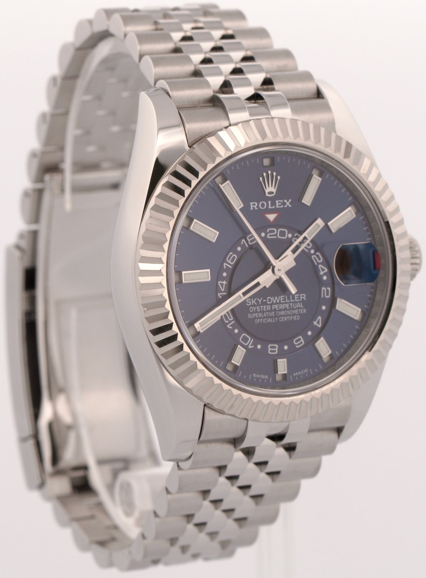 Rolex Sky-Dweller BLUE Stainless Steel 18K White Gold 42mm JUBILEE 326934 Watch