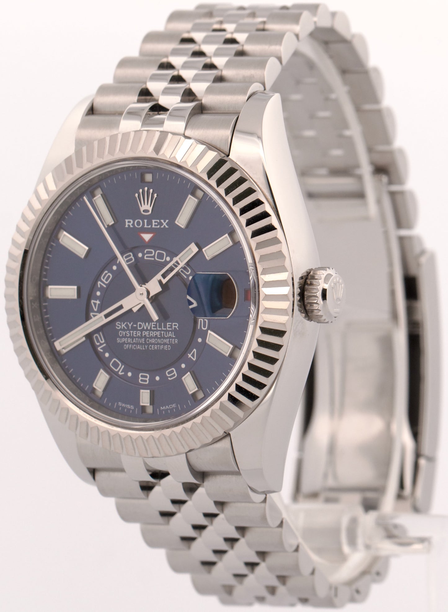 Rolex Sky-Dweller BLUE Stainless Steel 18K White Gold 42mm JUBILEE 326934 Watch