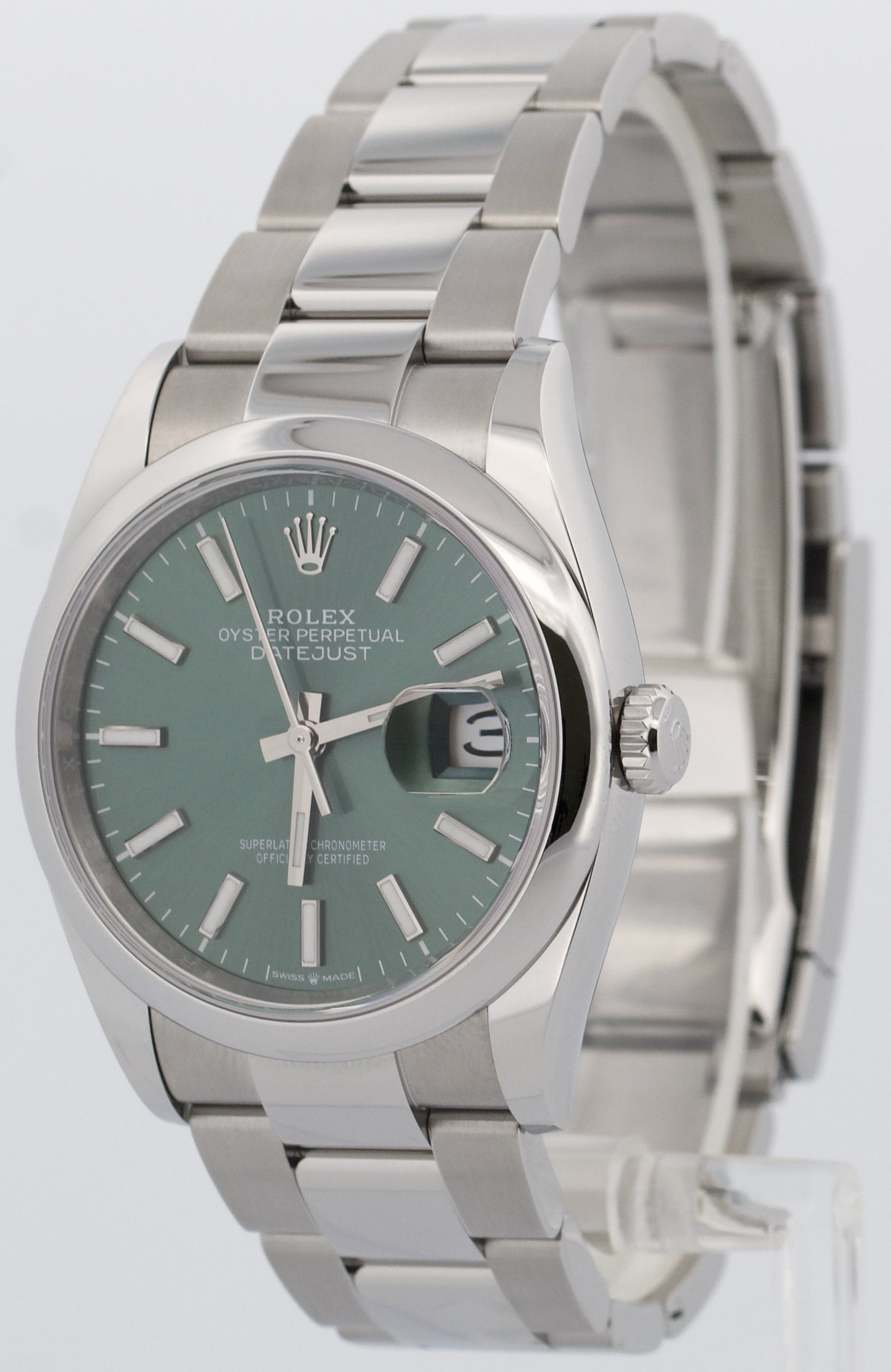 2025 PAPERS Rolex DateJust GREEN Stainless Steel Oyster 36mm Watch 126200 BOX