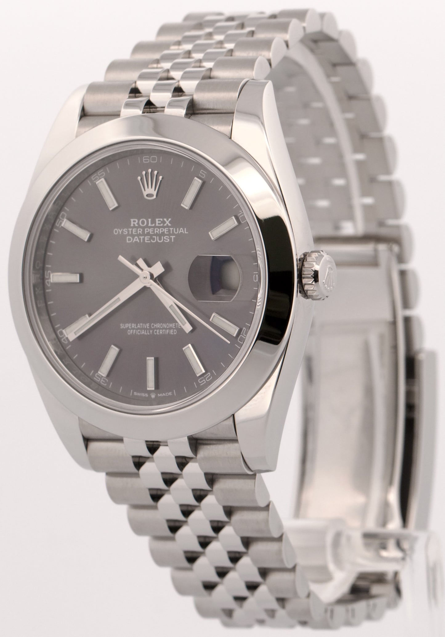 2022 PAPERS Rolex DateJust RHODIUM Stainless Steel 41mm JUBILEE Watch 126300 BOX