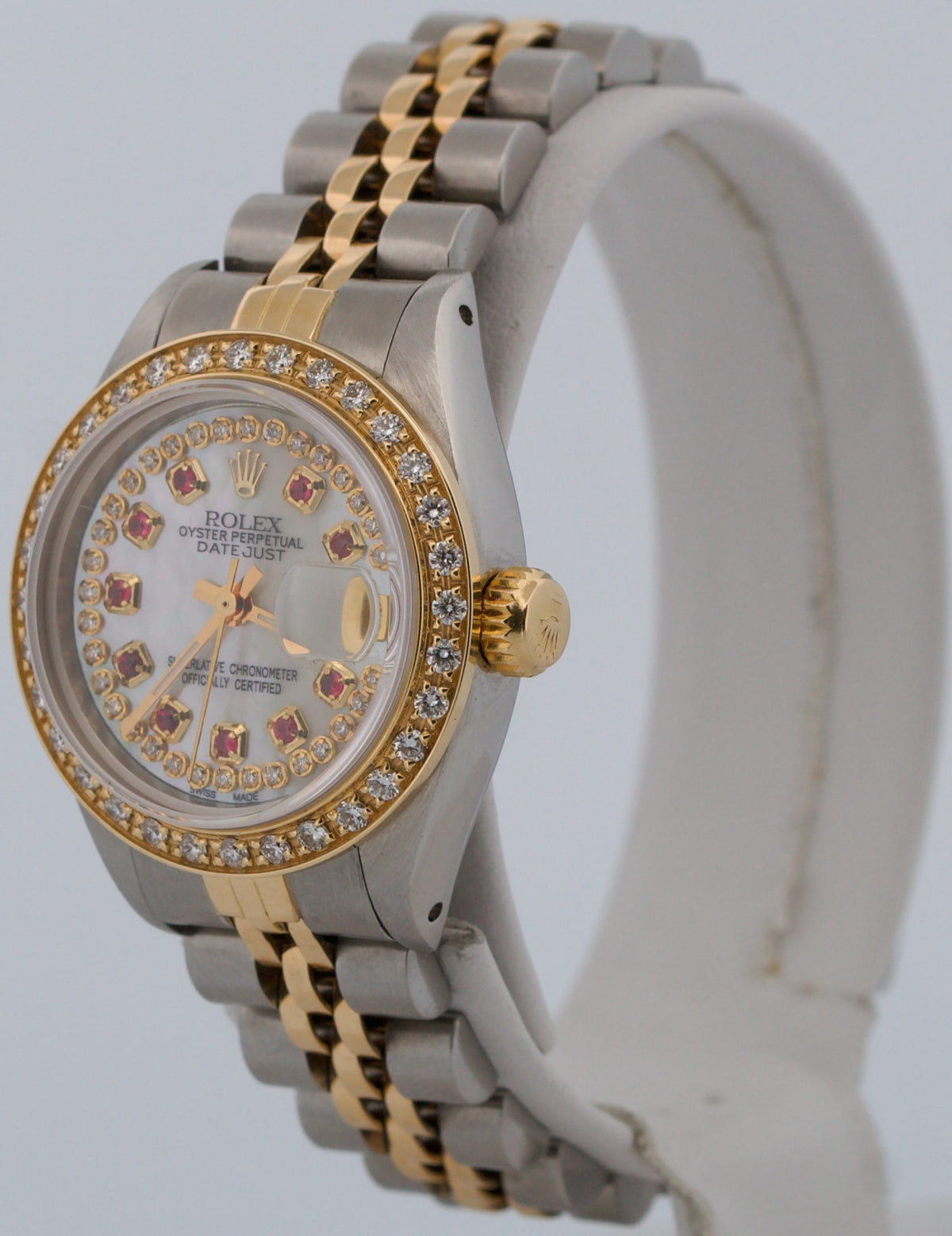 Rolex DateJust 6917 26mm Mother of Pearl Ruby Diamond 18K Steel Jubilee Watch