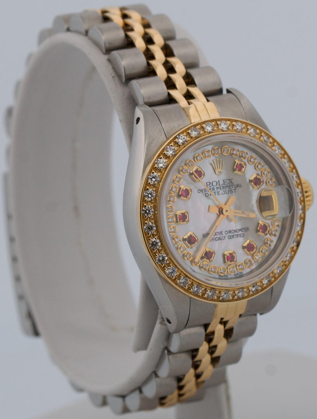 Rolex DateJust 6917 26mm Mother of Pearl Ruby Diamond 18K Steel Jubilee Watch