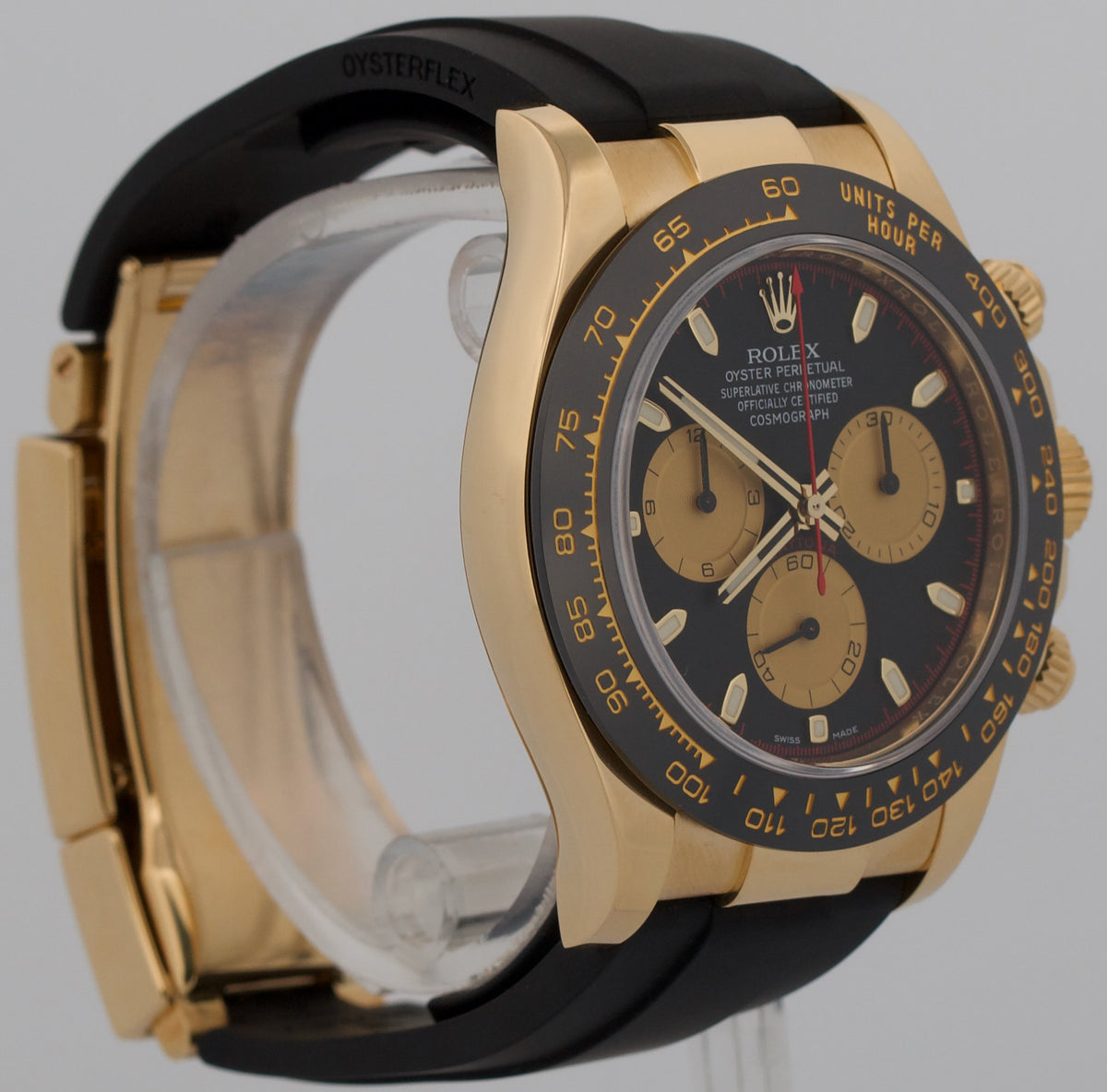2020 Rolex Daytona 116518 LN Black Newman 18K Yellow Gold Oysterflex Box Papers