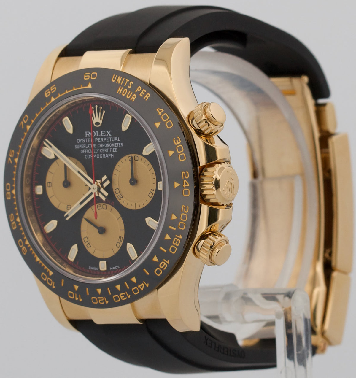 2020 Rolex Daytona 116518 LN Black Newman 18K Yellow Gold Oysterflex Box Papers