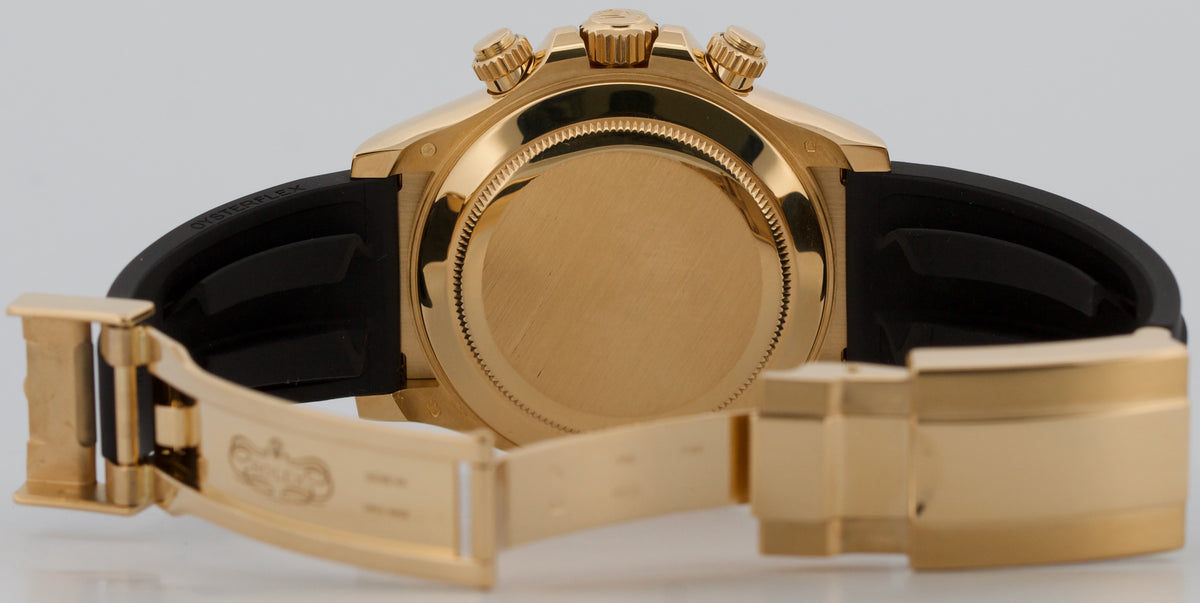 2020 Rolex Daytona 116518 LN Black Newman 18K Yellow Gold Oysterflex Box Papers