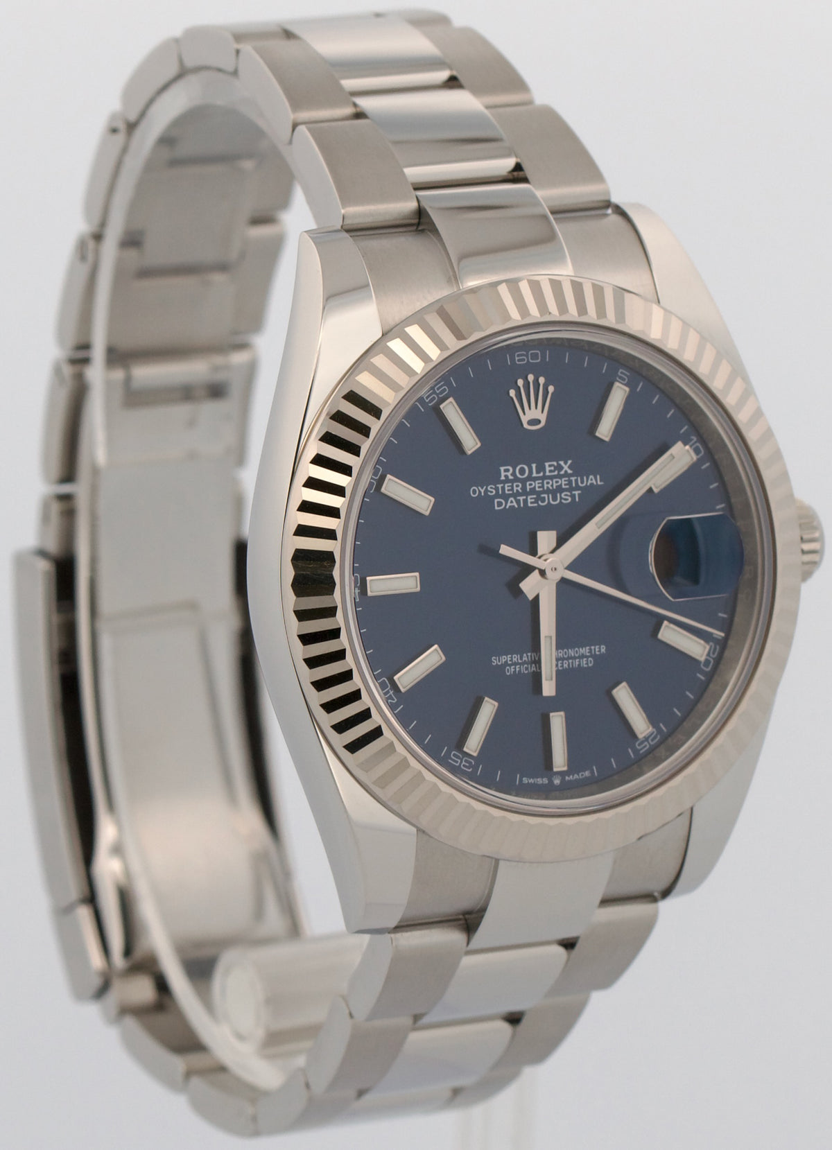 2025 Rolex DateJust 126334 41mm Blue 18K Gold Steel Oyster Watch Box Papers