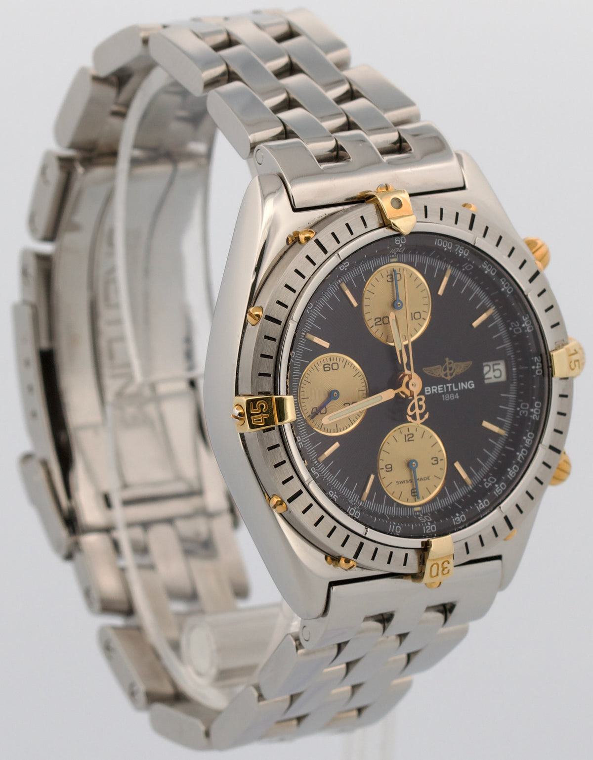 Breitling Chronomat B13048 Black Two-Tone 39mm Gold Stainless Steel Watch