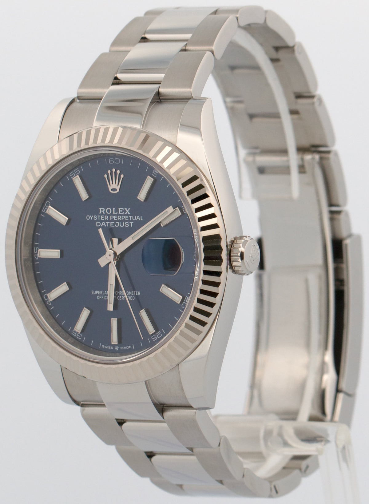 2025 Rolex DateJust 126334 41mm Blue 18K Gold Steel Oyster Watch Box Papers