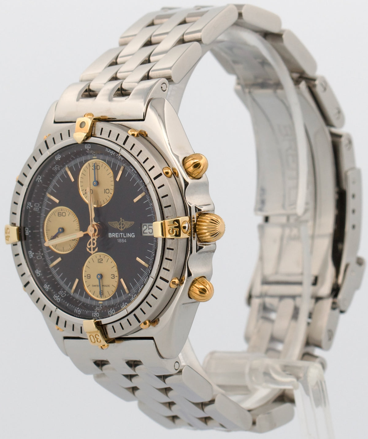 Breitling Chronomat B13048 Black Two-Tone 39mm Gold Stainless Steel Watch