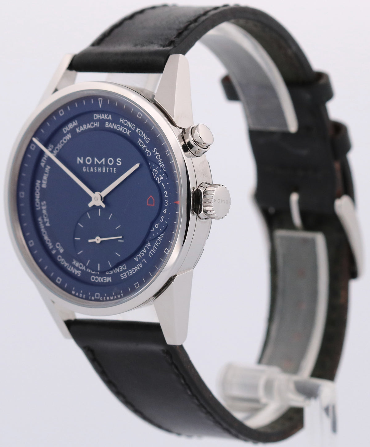 2020 Nomos Glashutte Zurich WorldTimer 807 Blue Steel 39.9mm Watch Box Papers