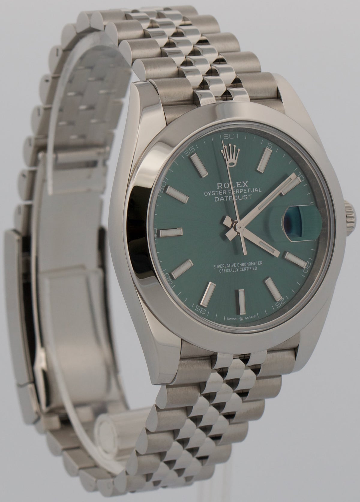 2024 Rolex DateJust 41 126300 Mint Green Stainless Steel Jubilee 41mm Watch BOX