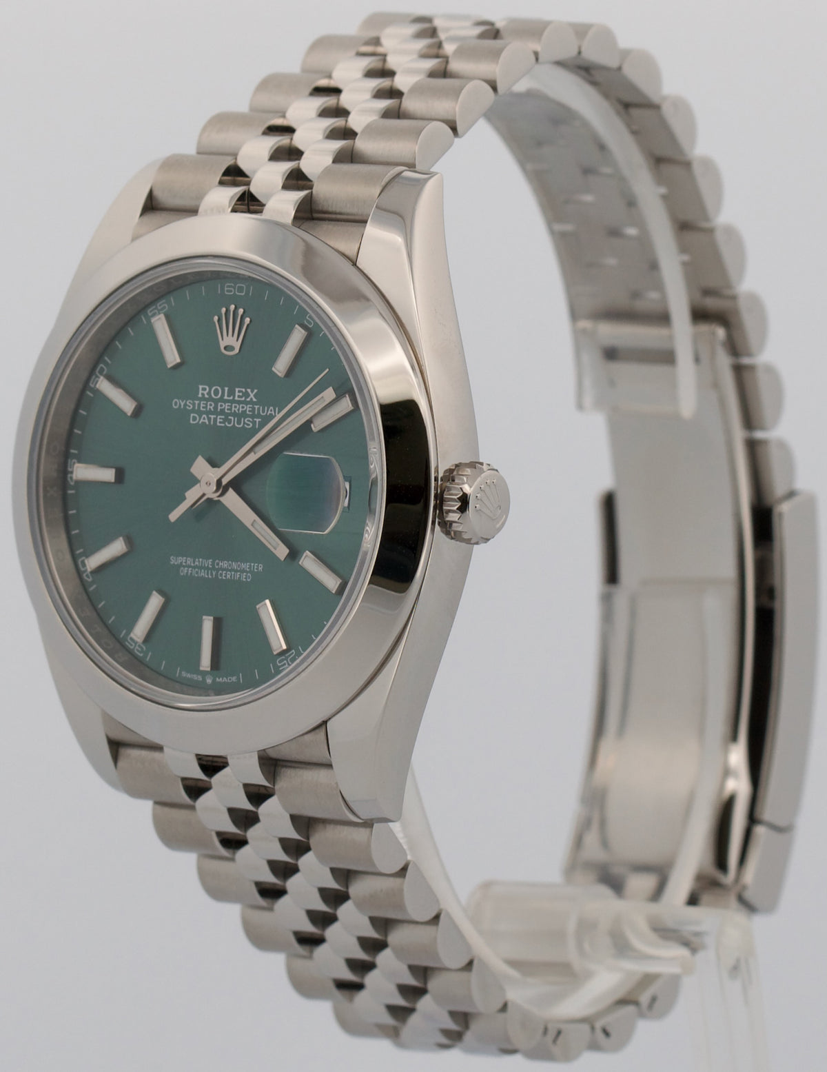 2024 Rolex DateJust 41 126300 Mint Green Stainless Steel Jubilee 41mm Watch BOX