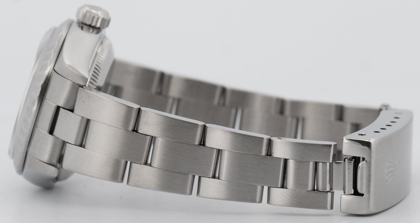 PAPERS Ladies Rolex DateJust BLUE ROMAN 26mm Engine-Turned Steel 79240 Watch BOX