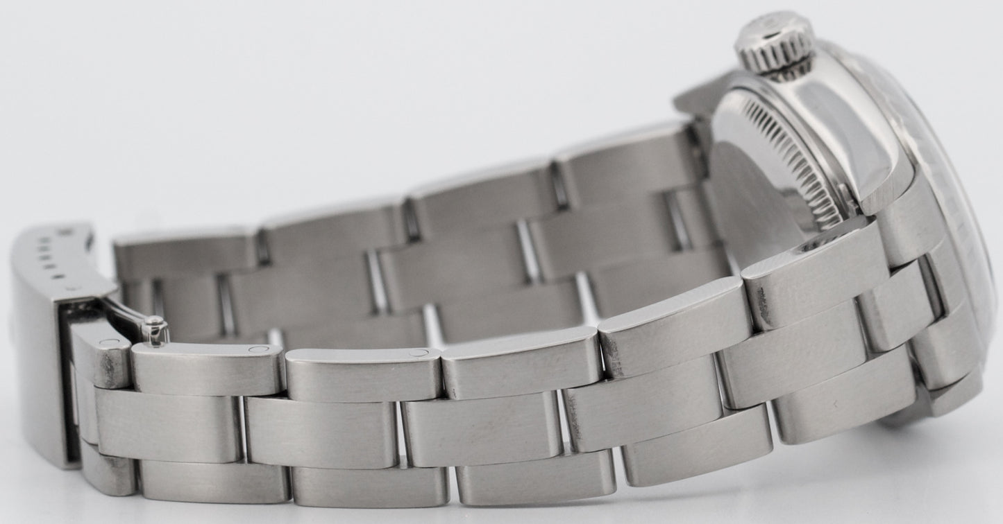 PAPERS Ladies Rolex DateJust BLUE ROMAN 26mm Engine-Turned Steel 79240 Watch BOX