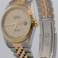 Rolex DateJust 16233 Cream Roman 18K Yellow Gold Jubilee 36mm Watch Box Papers