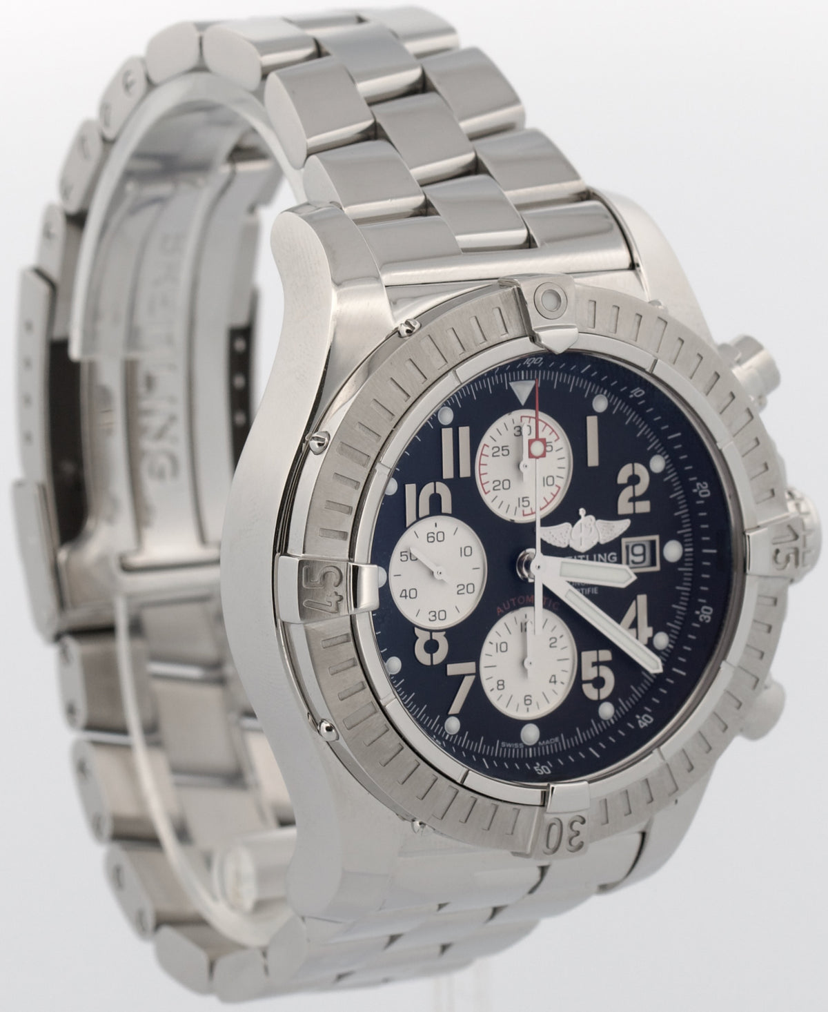 Breitling Super Avenger A13370 Chronograph Black 48mm Stainless Steel Box Papers