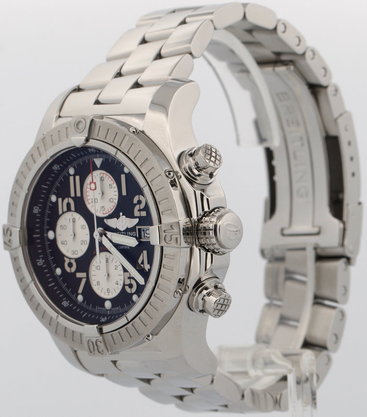 Breitling Super Avenger A13370 Chronograph Black 48mm Stainless Steel Box Papers