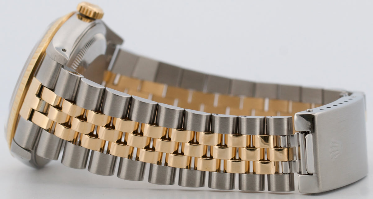 Rolex DateJust 16233 Cream Roman 18K Yellow Gold Jubilee 36mm Watch Box Papers