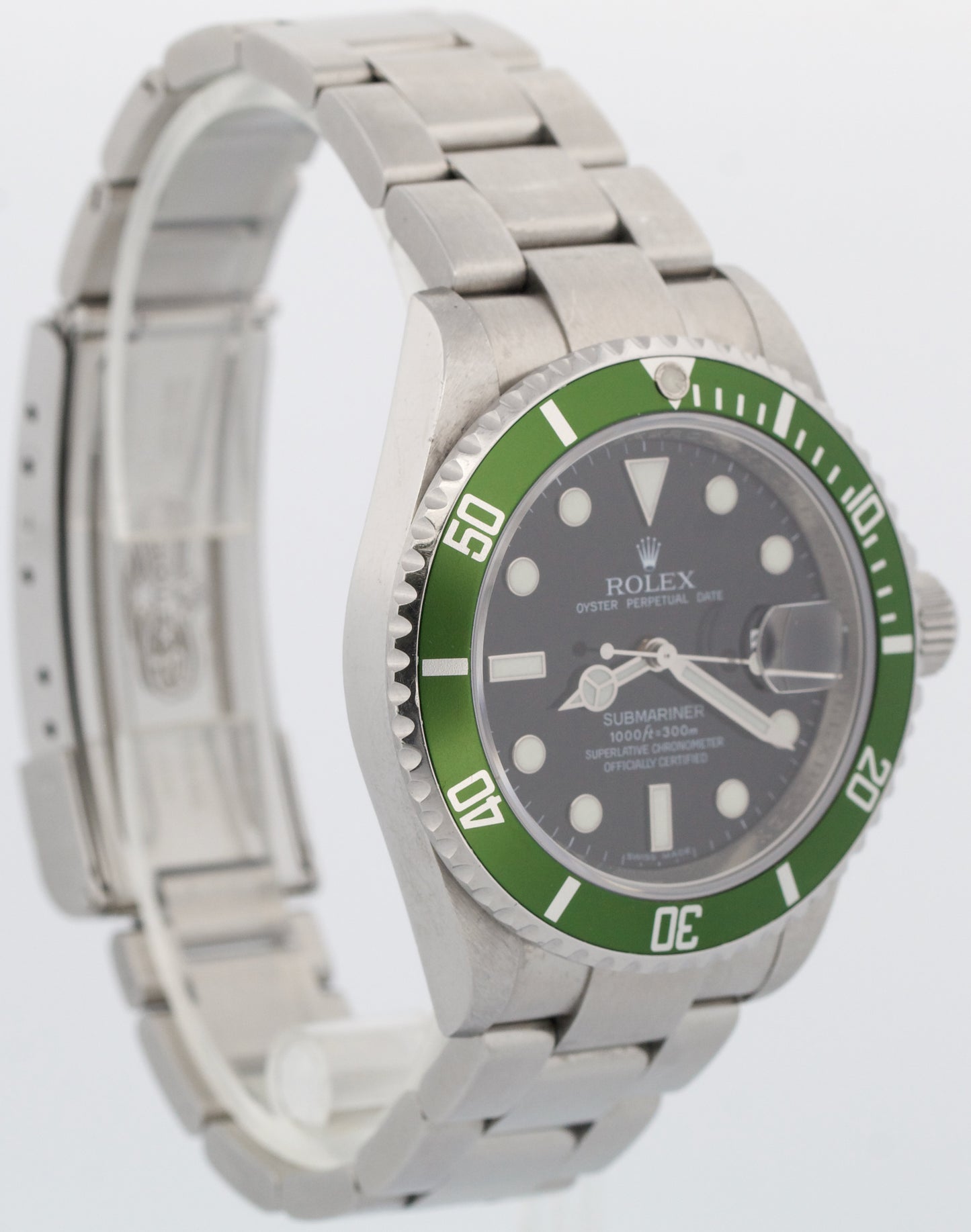 UNPOLISHED PAPERS Rolex Submariner Date 40mm KERMIT Green REHAUT 16610 LV BOX