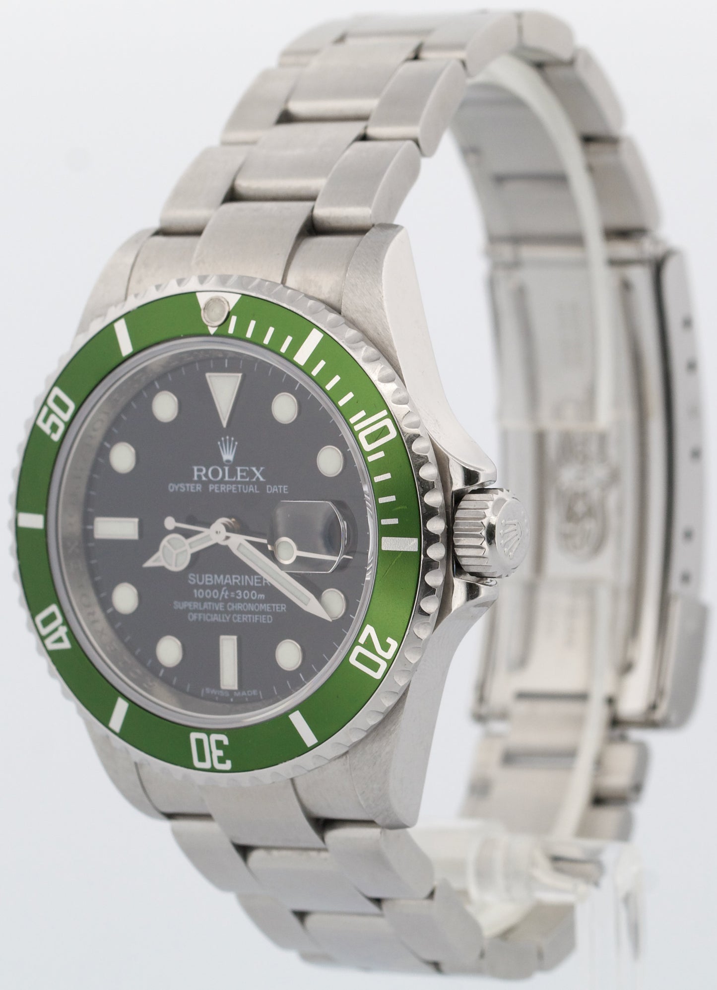 UNPOLISHED PAPERS Rolex Submariner Date 40mm KERMIT Green REHAUT 16610 LV BOX