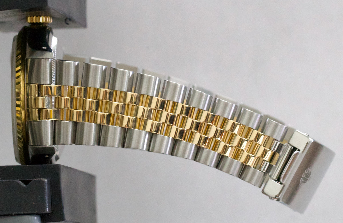 Rolex DateJust 16233 Cream Roman 18K Yellow Gold Jubilee 36mm Watch Box Papers