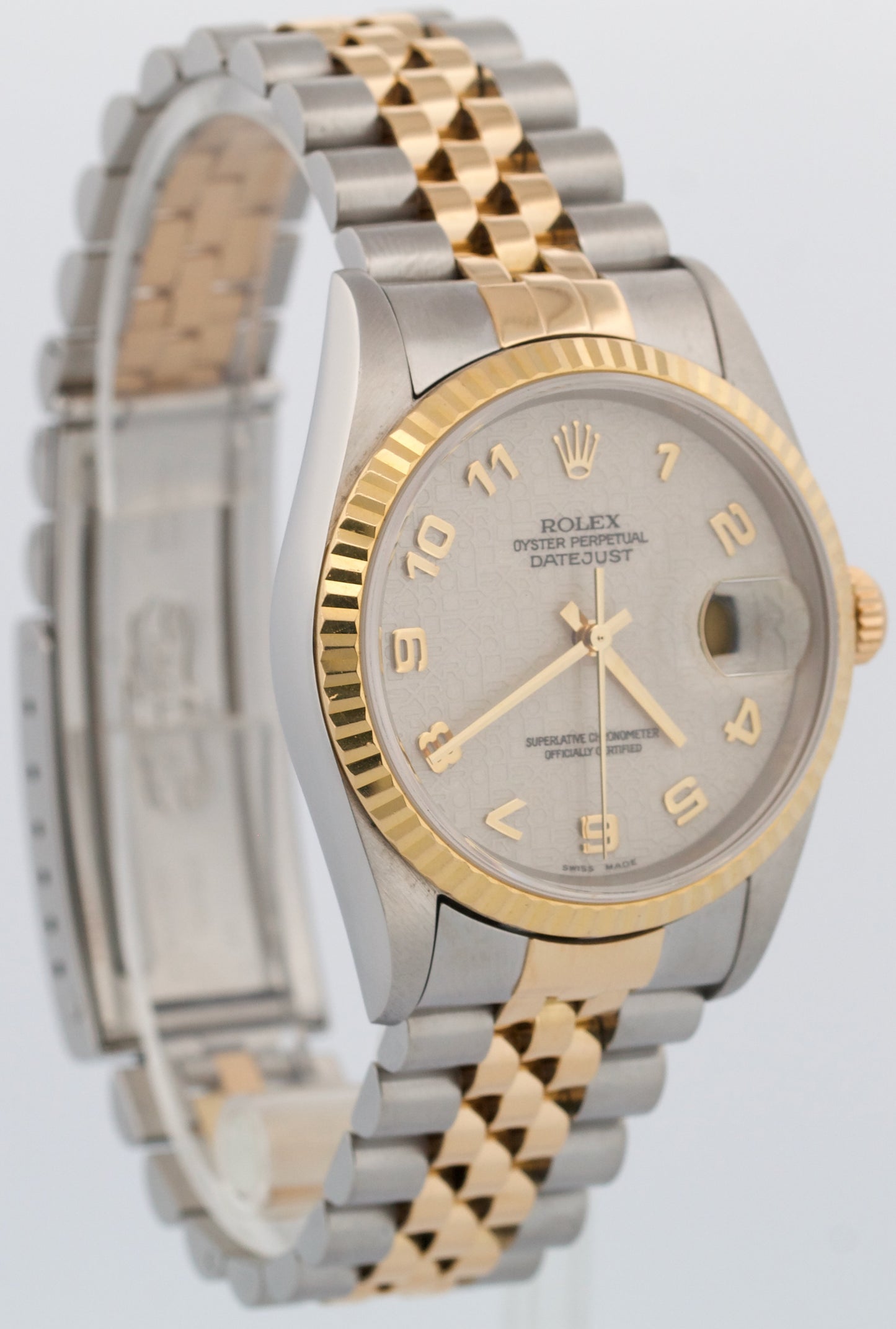 Rolex DateJust 36mm IVORY JUBILEE ARABIC 18K Yellow Gold Stainless Steel 16233
