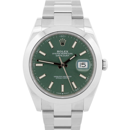 Rolex DateJust 41 MINT GREEN Stainless Steel 41mm Automatic OYSTER Watch 126300