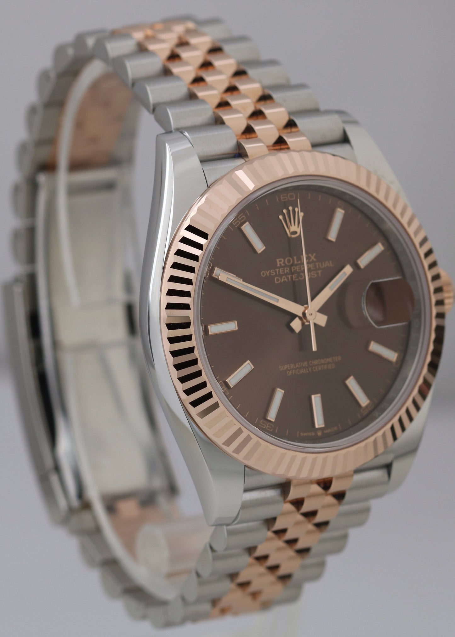 MINT 2022 PAPERS Rolex DateJust CHOCOLATE 18K Rose Gold  JUBILEE 126331 41mm BOX