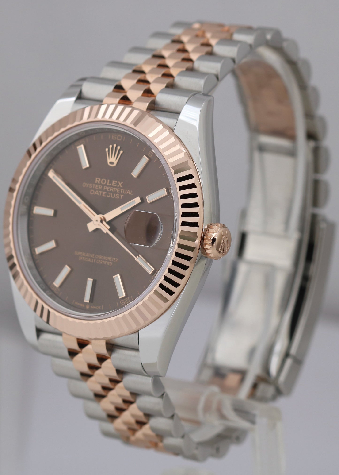 MINT 2022 PAPERS Rolex DateJust CHOCOLATE 18K Rose Gold  JUBILEE 126331 41mm BOX