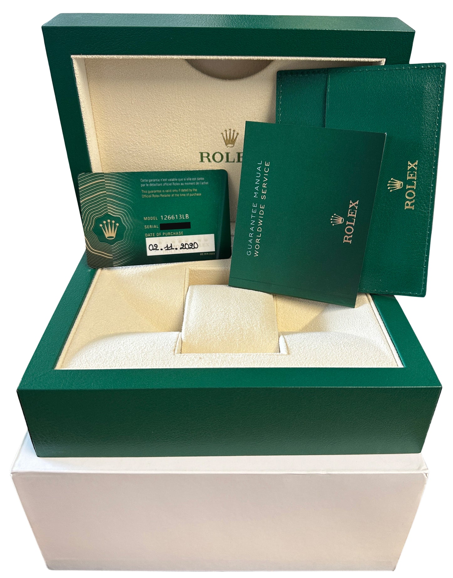 2020 PAPERS Rolex Submariner Date Two-Tone 18k Gold Blue 41mm 126613LB Watch BOX