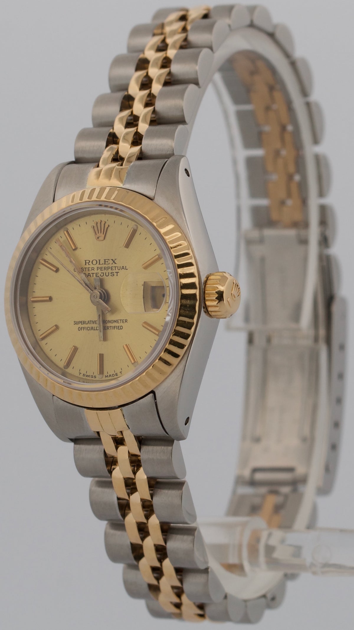 1988 Ladies Rolex DateJust 69173 Champagne 18K Gold Steel Jubilee 26mm Watch