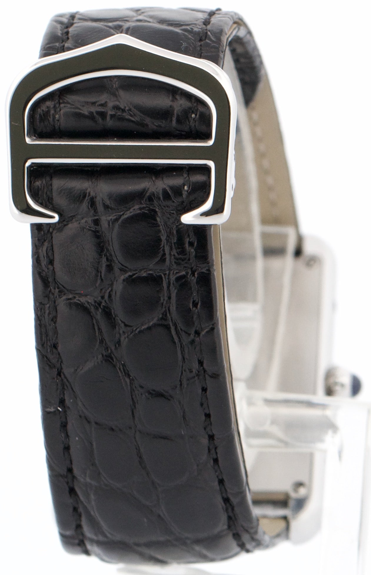 Cartier Tank Solo Stainless Steel SILVER Roman Quartz 2715 W1018355 Leather 27mm