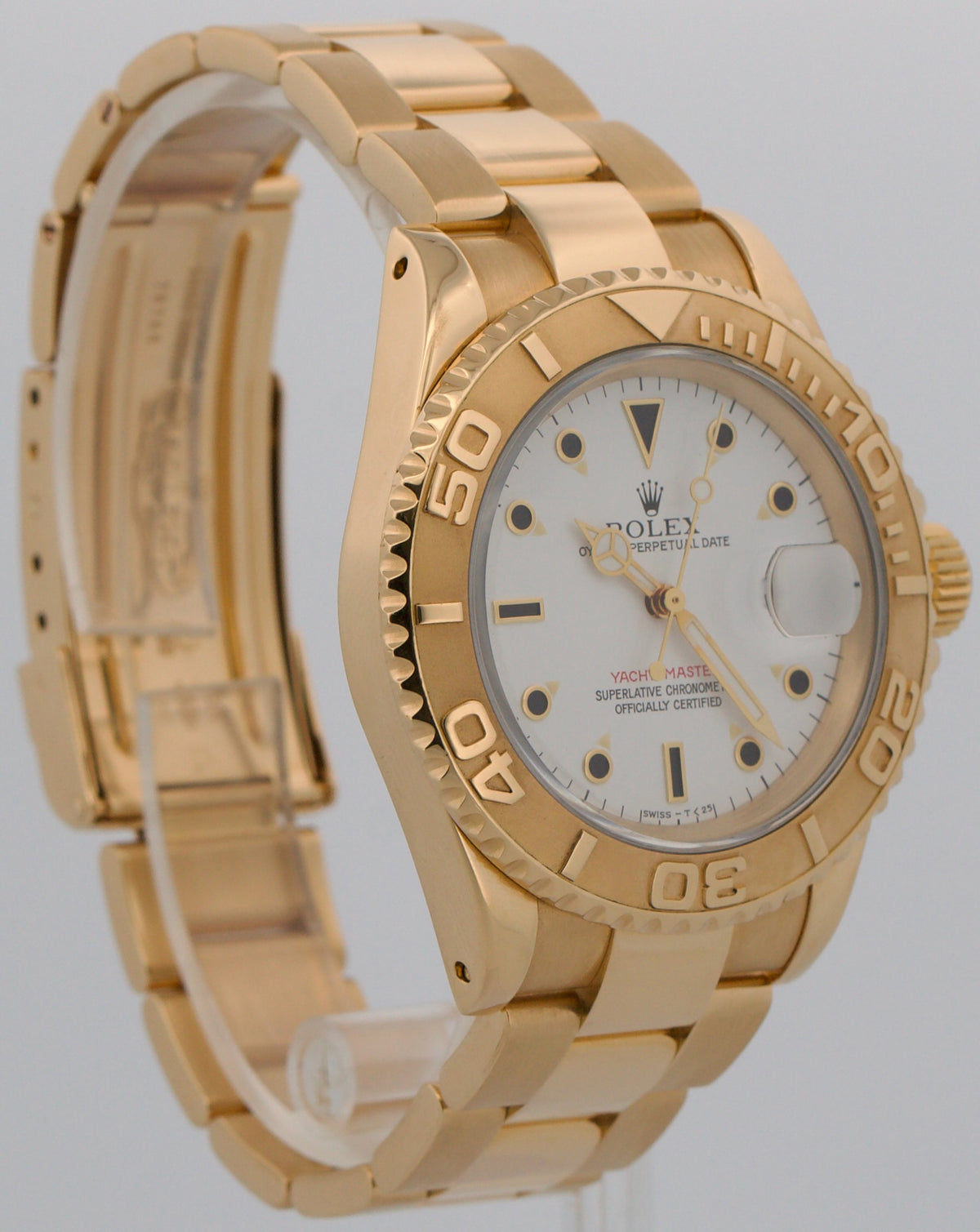 1991 Rolex Yacht-Master 16628 White 18K Yellow Gold 40mm Oyster Automatic Watch