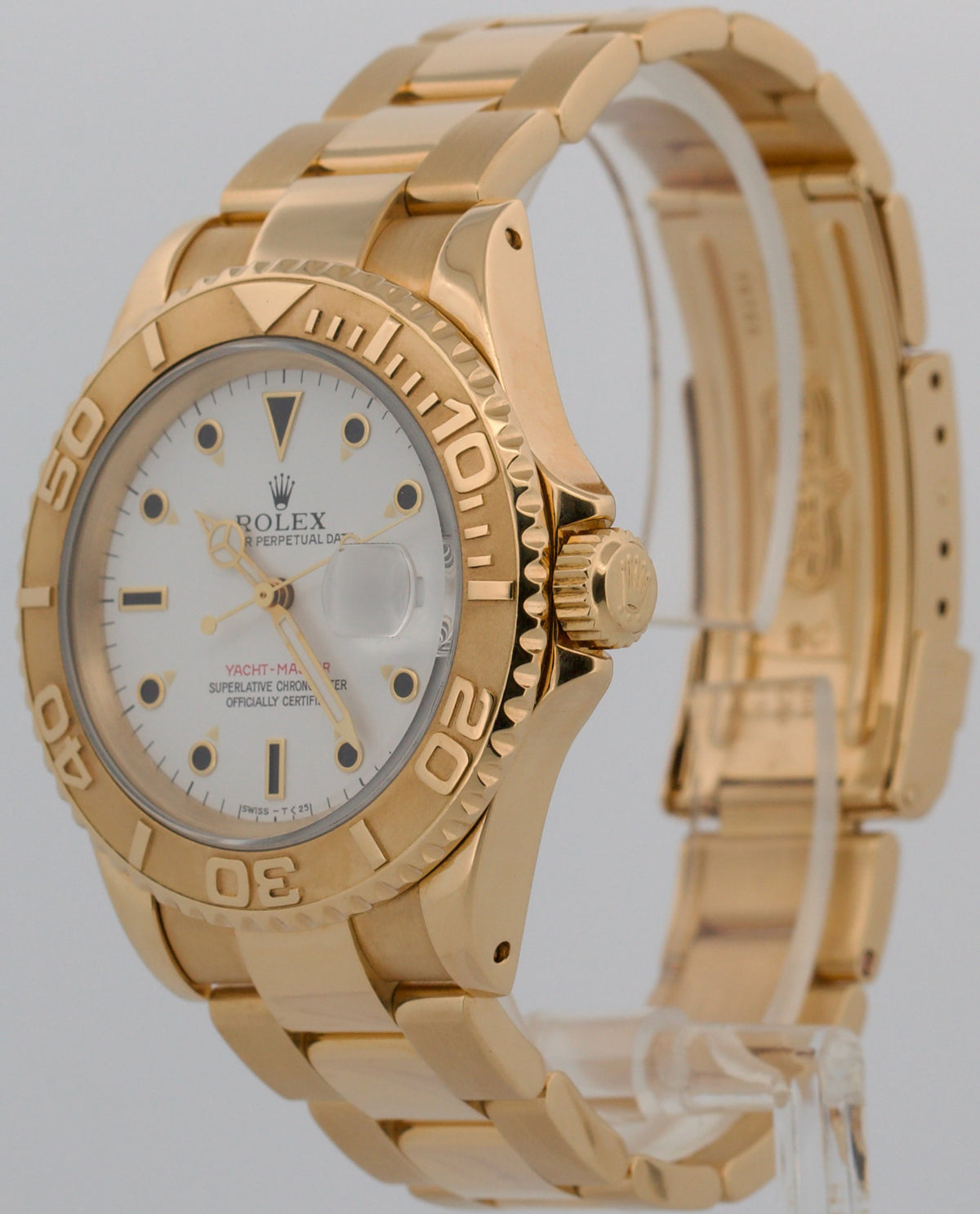 1991 Rolex Yacht-Master 16628 White 18K Yellow Gold 40mm Oyster Automatic Watch