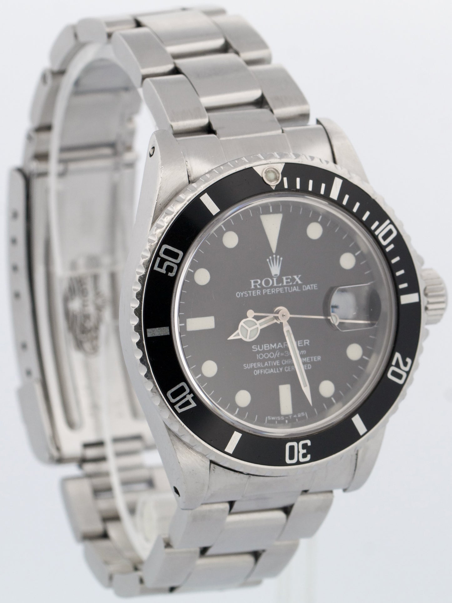 VINTAGE Rolex Submariner Date Black MATTE DIAL 16800 40mm Stainless Steel Watch