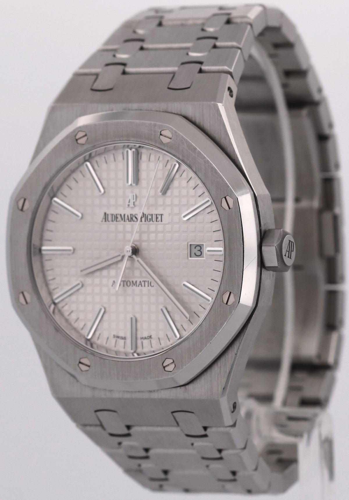 Unpolished Audemars Piguet Royal Oak 15400ST White 41mm Steel Watch Box Papers