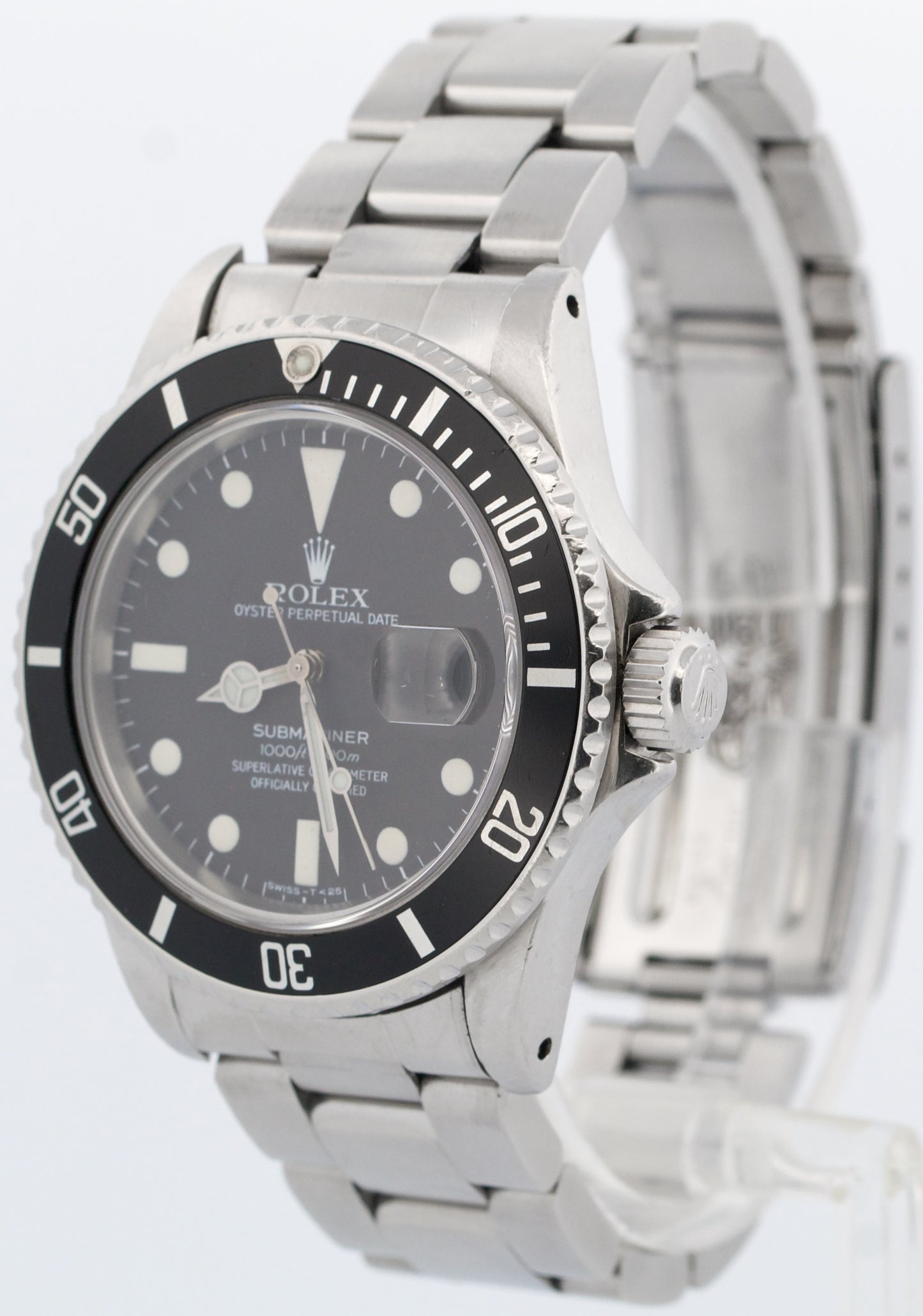 VINTAGE Rolex Submariner Date Black MATTE DIAL 16800 40mm Stainless Steel Watch