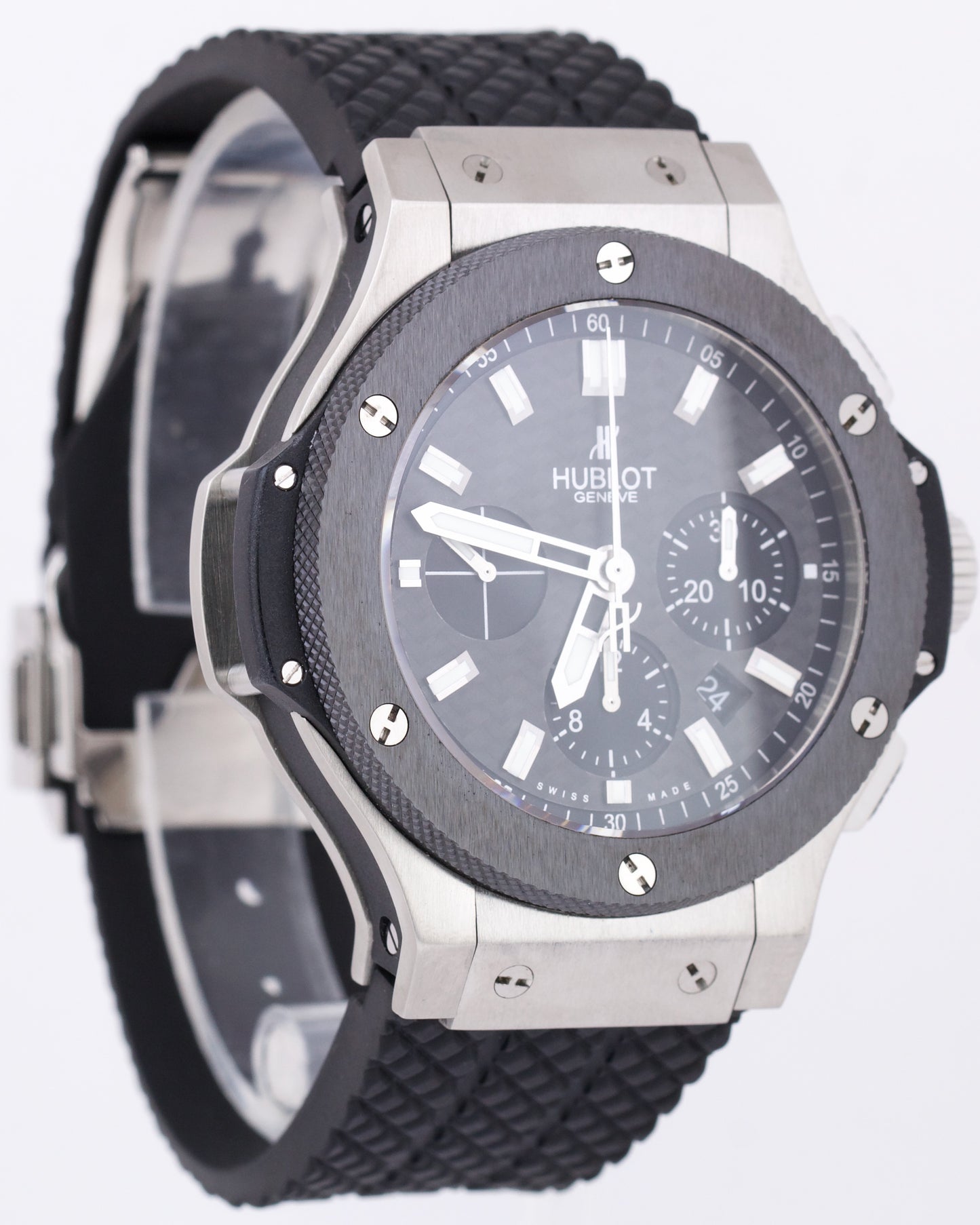 Hublot Big Bang Chronograph Black Rubber Stainless 44mm Watch 301.SM.1770.RX