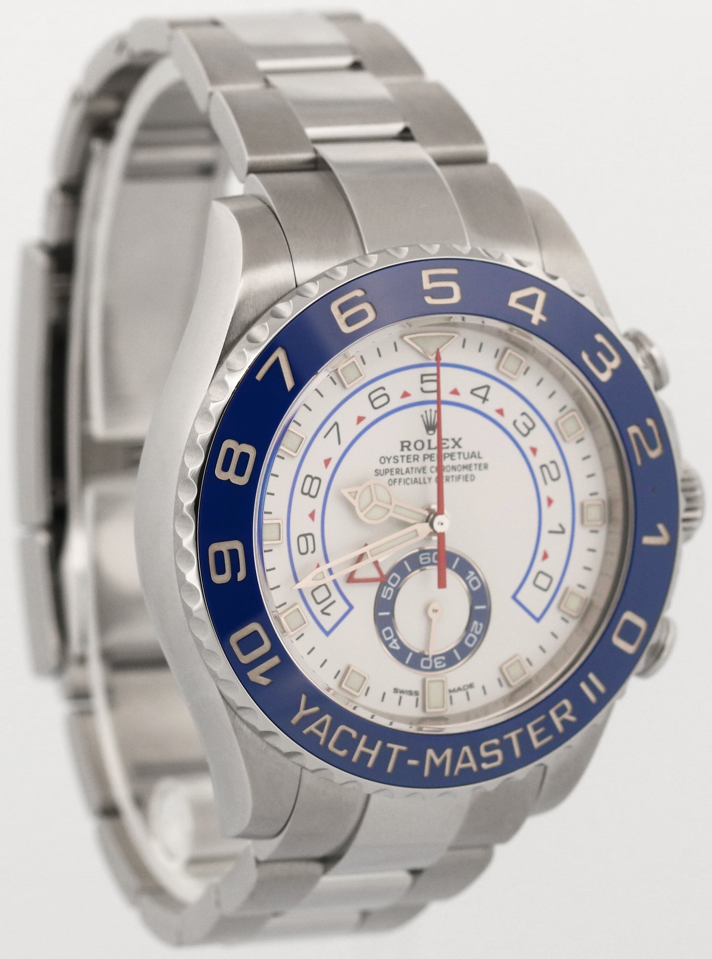 2018 PAPERS Rolex Yacht-Master II 44mm White Blue NEW HANDS 116680 Watch BOX