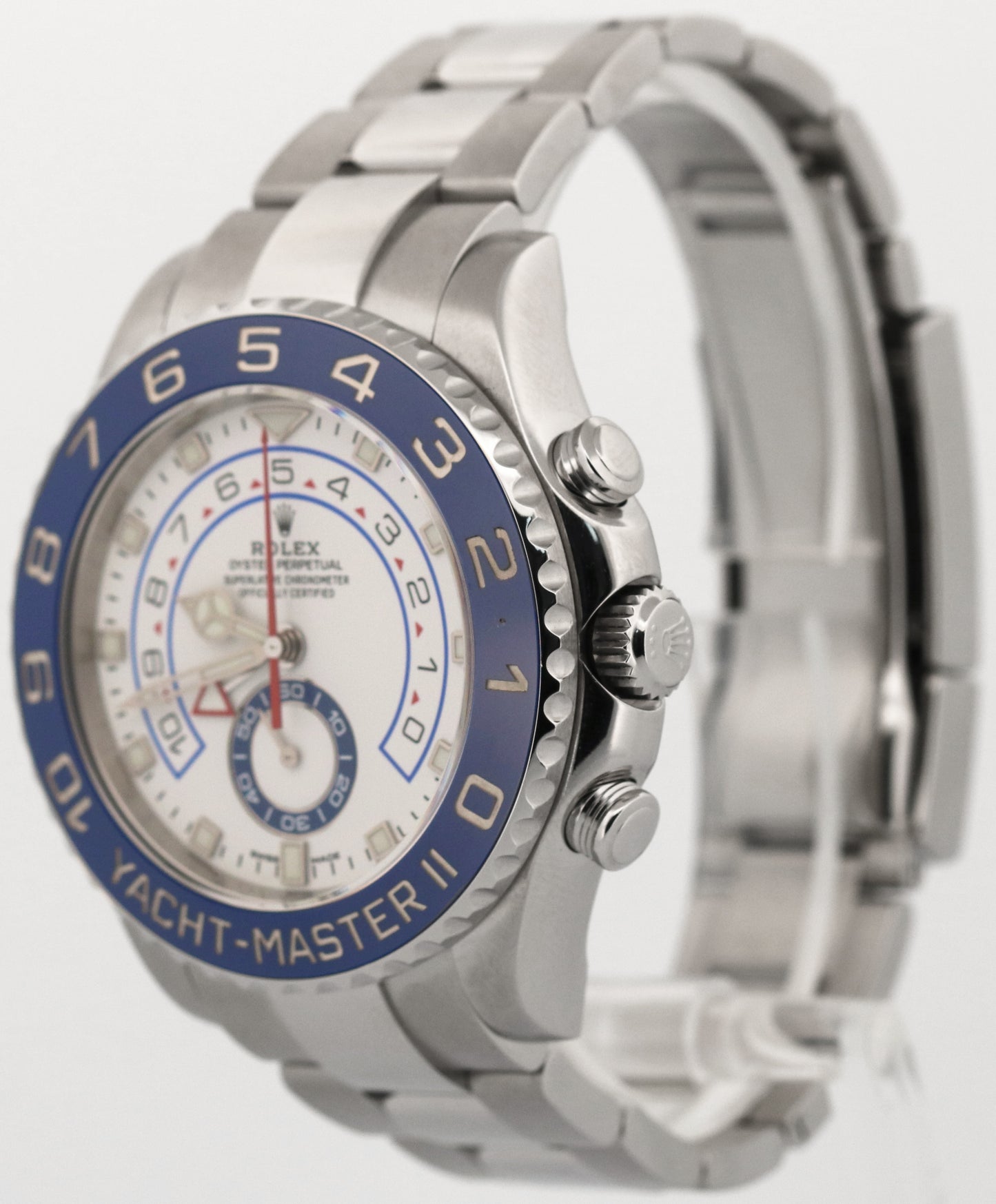 2018 PAPERS Rolex Yacht-Master II 44mm White Blue NEW HANDS 116680 Watch BOX