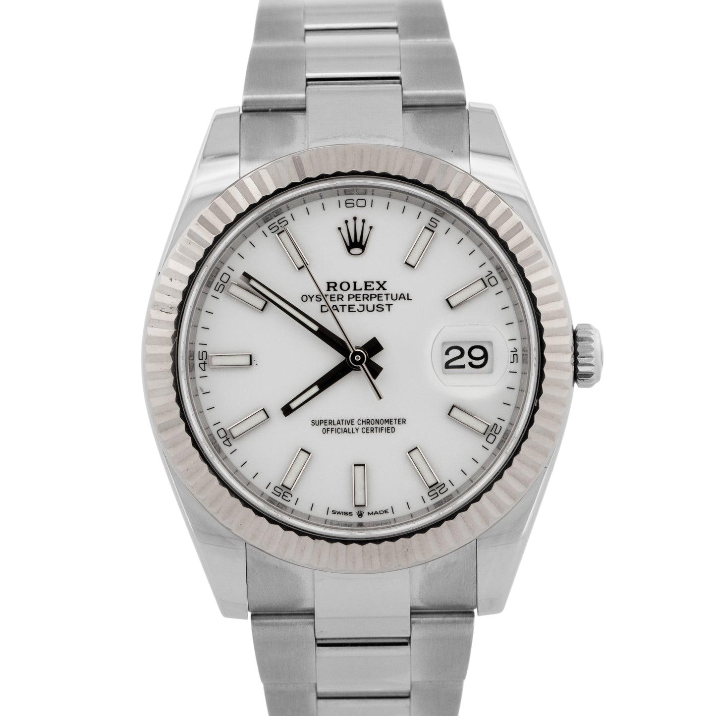 2023 PAPERS Rolex DateJust 41mm 18K White Gold Steel OYSTER 126334 BOX