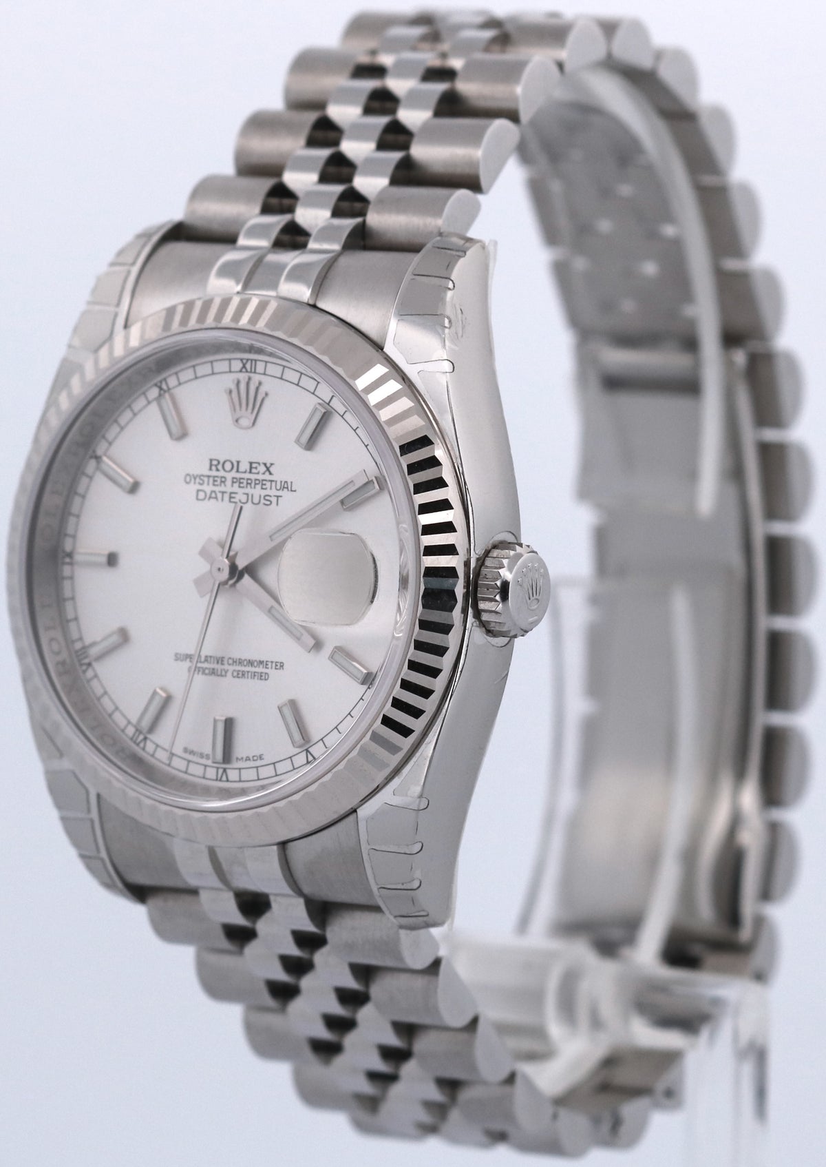 New Stickered Rolex DateJust 116234 Silver 18K Steel Jubilee 36mm Box Papers