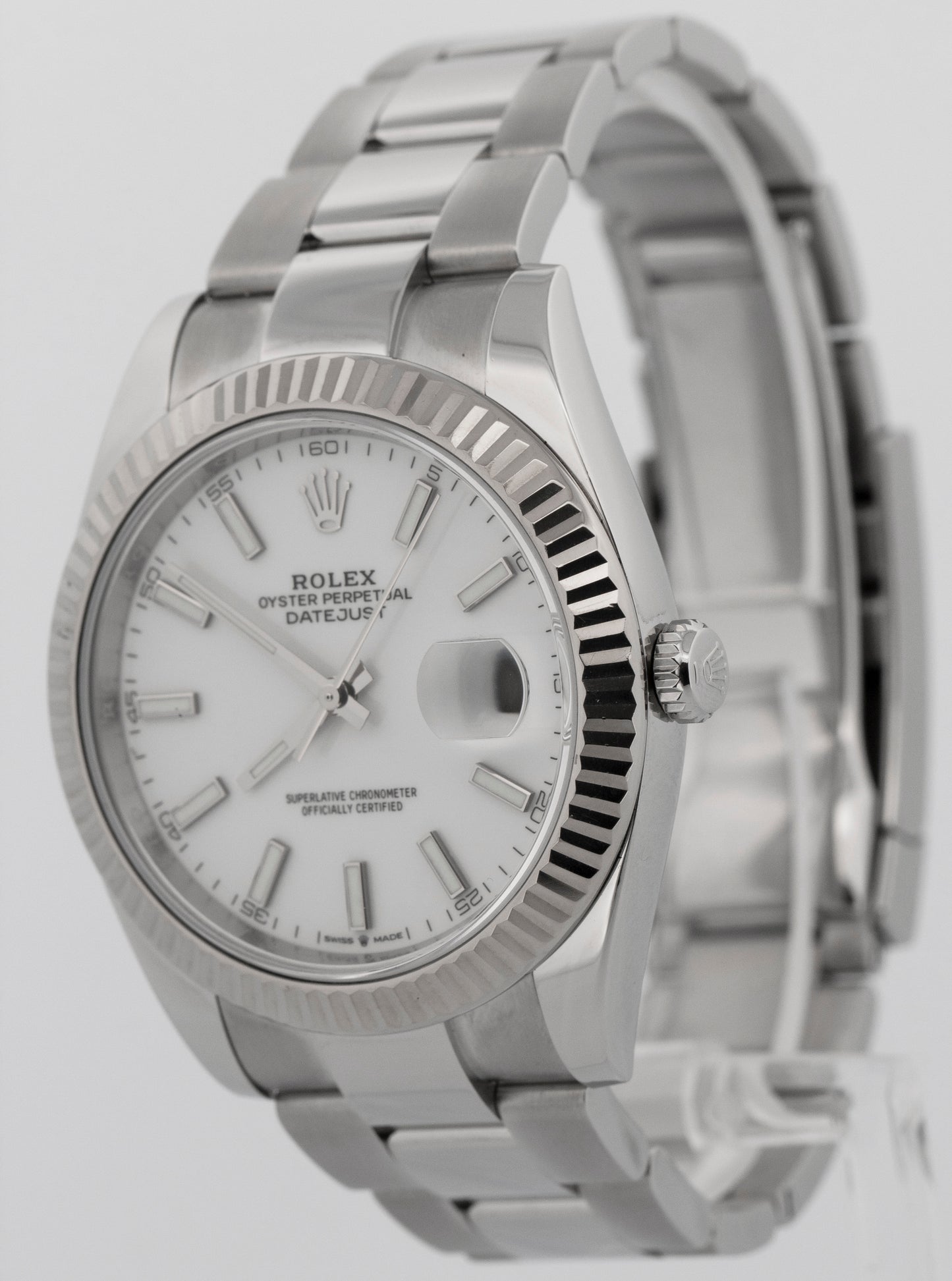2023 PAPERS Rolex DateJust 41mm 18K White Gold Steel OYSTER 126334 BOX