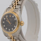 1986 Ladies Rolex DateJust 69173 26mm Black Diamond 18K Gold Steel Jubilee Watch